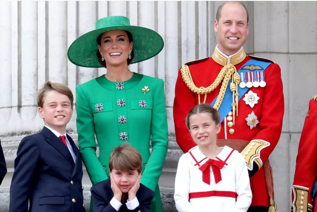 Princess Kate and Prince William and their children at Buckingham Palace in June 2023